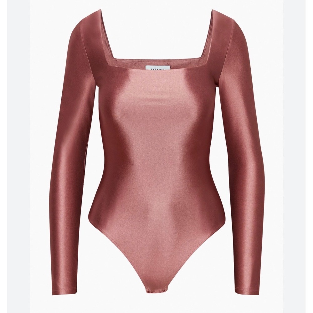 Babaton Aritzia Contour Squareneck Long Sleeve Bodysuit Mauve Pink Small